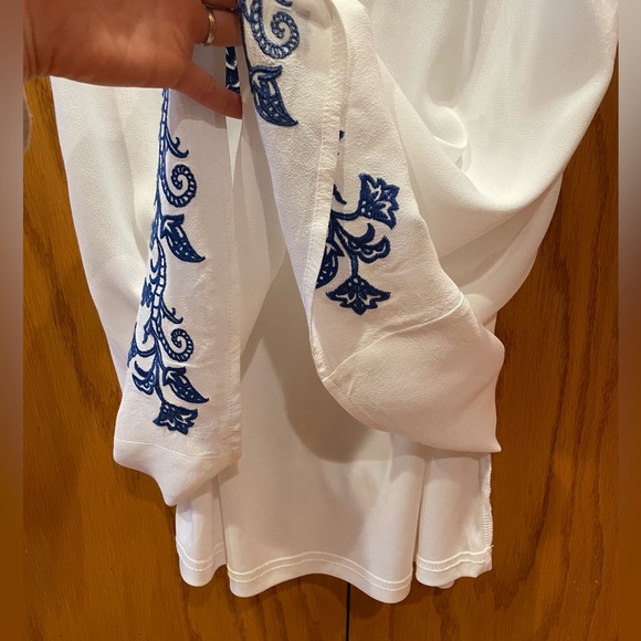 Lulus Tale to Tell Blue and Ivory Embroidered Shift Dress - Picture 9 of 11
